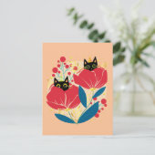 金ゴールド黒猫の庭の花 シーズンポストカード (スタンド正面)