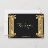 金ゴールド黒華美フローラサンキューカード サンキューカード (正面)