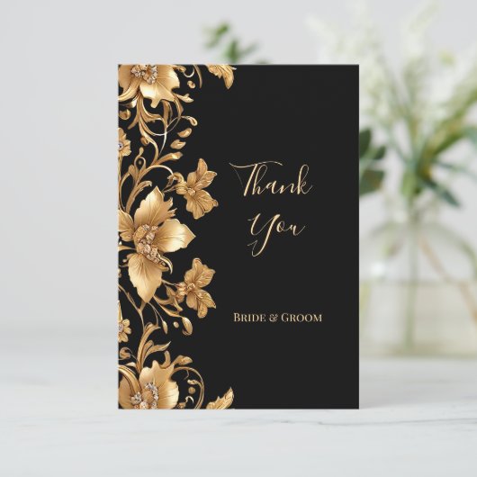 金ゴールド黒華美フローラサンキューカード サンキューカード (スタンド正面)
