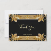 金ゴールド黒華美フローラサンキューカード サンキューカード (正面)
