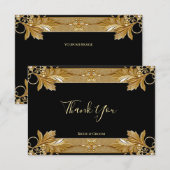 金ゴールド黒華美フローラサンキューカード サンキューカード (正面/裏面)