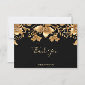 金ゴールド黒華美フローラサンキューカード サンキューカード (正面)