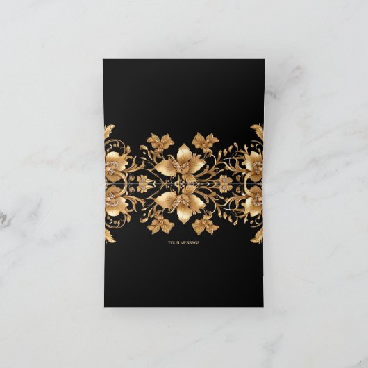 金ゴールド黒華美フローラサンキューカード サンキューカード (内部)