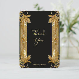 金ゴールド黒華美フローラサンキューカード サンキューカード