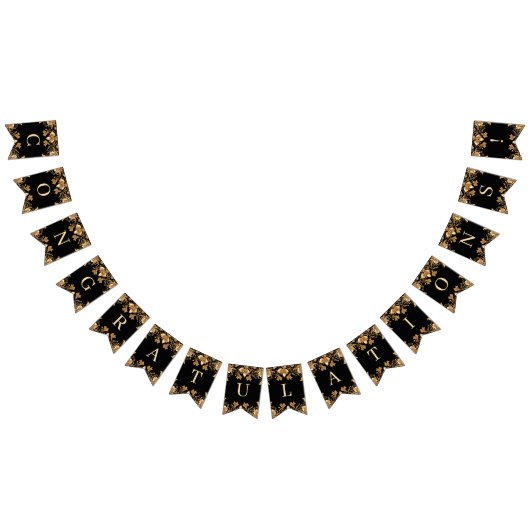 金ゴールド黒華美フローラ旗 バンティングフラッグ (全)