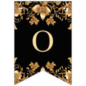 金ゴールド黒華美フローラ旗 バンティングフラッグ (第2の旗)