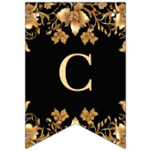 金ゴールド黒華美フローラ旗 バンティングフラッグ (第1の旗)