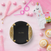 金ゴールド黒華美フローラ ペーパーボウル (パーティー)