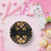 金ゴールド黒華美フローラ ペーパーボウル (パーティー)