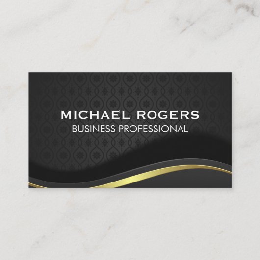 金ゴールド黒華美抽象芸術背景 名刺 (正面)
