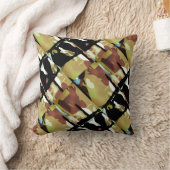 金ゴールド黒褐色の対角線抽象芸術大タイル クッション (ブランケット)