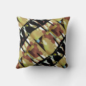 金ゴールド黒褐色の対角線抽象芸術大タイル クッション (裏面)