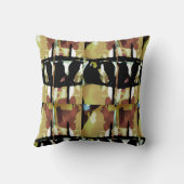 金ゴールド黒褐色の熱帯の大きなタイル抽象芸術アート クッション (裏面)