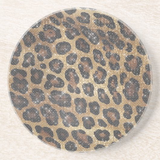 金ゴールド黒豹の動物の輝き コースター (正面)