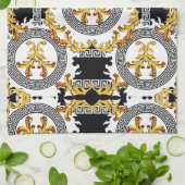 金ゴールド黒 キッチンタオル (折り畳み)