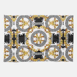 金ゴールド黒 キッチンタオル