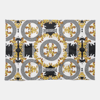 金ゴールド黒 キッチンタオル