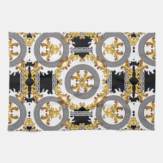 金ゴールド黒 キッチンタオル (横)