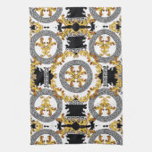 金ゴールド黒 キッチンタオル (縦)