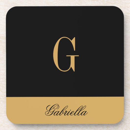 金ゴールド黒 コースター (正面)
