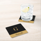 金ゴールド黒 スクエアペーパーコースター (インサイチュ)