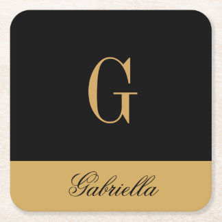 金ゴールド黒 スクエアペーパーコースター