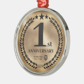 金ゴールド1周年記念ビジネスロゴクリスマス メタルオーナメント (左)