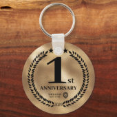 金ゴールド1周年記念ビジネスロゴ キーホルダー (正面)