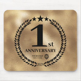 金ゴールド1周年記念ビジネスロゴ マウスパッド