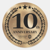 金ゴールド10周年記念ビジネスロゴシール ラウンドシール (正面)