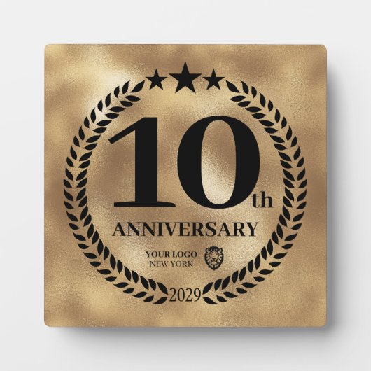 金ゴールド10周年記念ビジネスロゴ フォトプラーク (正面)