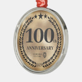 金ゴールド100周年記念ビジネスロゴクリスマス メタルオーナメント (左)