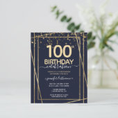 金ゴールド100th誕生日パーティバジェット招待状 (スタンド正面)