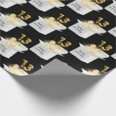 金ゴールド13番目の誕生日バルーン(白いボックス) ラッピングペーパー (角)