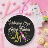 金ゴールド16と素晴らしいDIVAデザイン ペーパープレート (パーティー)