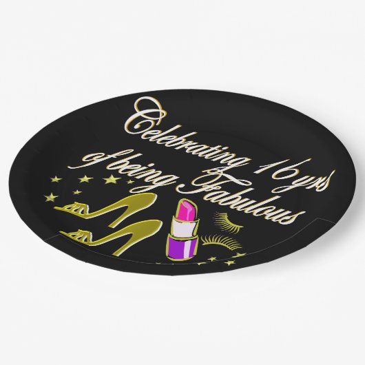 金ゴールド16と素晴らしいDIVAデザイン ペーパープレート (アングル)