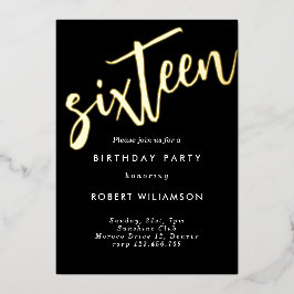 金ゴールド16歳の誕生日の招待状 箔招待状