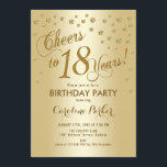 金ゴールド18th誕生日パーティー 招待状<br><div class="desc">第18回バースデーパーティー招エレガント待デザインとフェイクグリッター金ゴールドと金ゴールドフォイル効果。応援18年！</div>