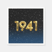 金ゴールド1941誕生年風船(星付) スタンダードカクテルナプキン (正面)