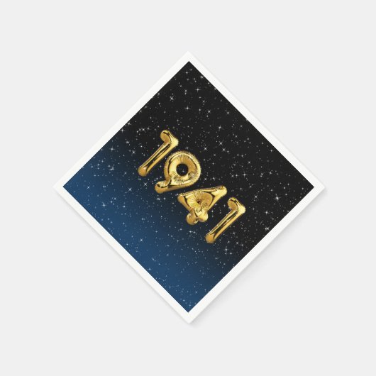 金ゴールド1941誕生年風船(星付) スタンダードカクテルナプキン (角)