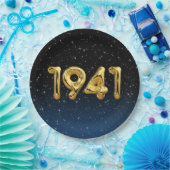 金ゴールド1941誕生年風船（星付） ペーパープレート (パーティー)