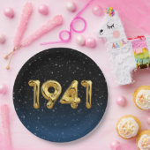 金ゴールド1941誕生年風船（星付） ペーパープレート (パーティー)