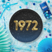 金ゴールド1972誕生年の風船の星 ペーパープレート (パーティー)