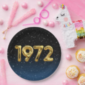 金ゴールド1972誕生年の風船の星 ペーパープレート (パーティー)