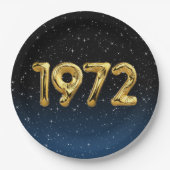 金ゴールド1972誕生年の風船の星 ペーパープレート (正面)