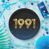金ゴールド1991誕生年バルーン星紙プレート ペーパープレート (パーティー)