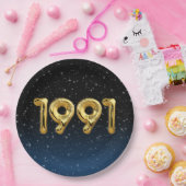 金ゴールド1991誕生年バルーン星紙プレート ペーパープレート (パーティー)