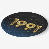 金ゴールド1991誕生年バルーン星紙プレート ペーパープレート (アングル)