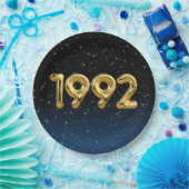 金ゴールド1992誕生年バルーン星紙プレート ペーパープレート (パーティー)