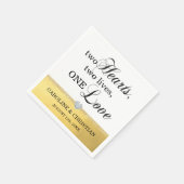 金ゴールド2つのハート2つの生活1つの愛のハート結婚 スタンダードカクテルナプキン (角)